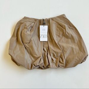 Zara Balloon Mini Skirt in Tan